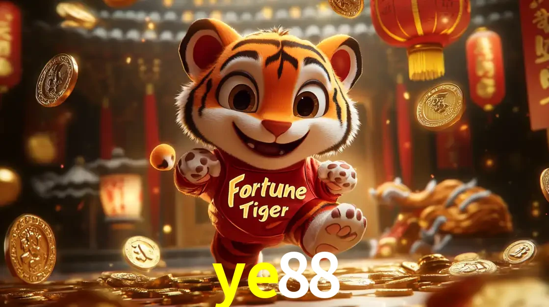 O alegre personagem do Fortune Tiger correndo sobre um caminho de moedas de ouro, simbolizando os grandes prêmios e a diversão do popular jogo de slot do ye88.